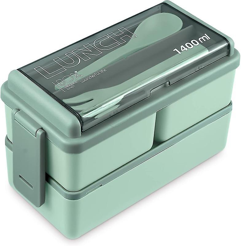 Mmcici Bento Box Adult Lunch Box, 3-in-1 Stackable Lunch Containers green