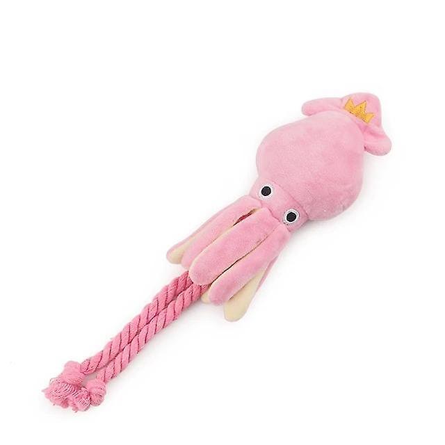 Slowmoose Octopus Cute Bb Plush Pet Puppy Rope Pink Chew Squeak Pink - 34*9cm As Picture