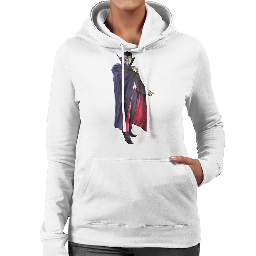 Dracula Cape Pose Women's Hooded Sweatshirt White X-Large