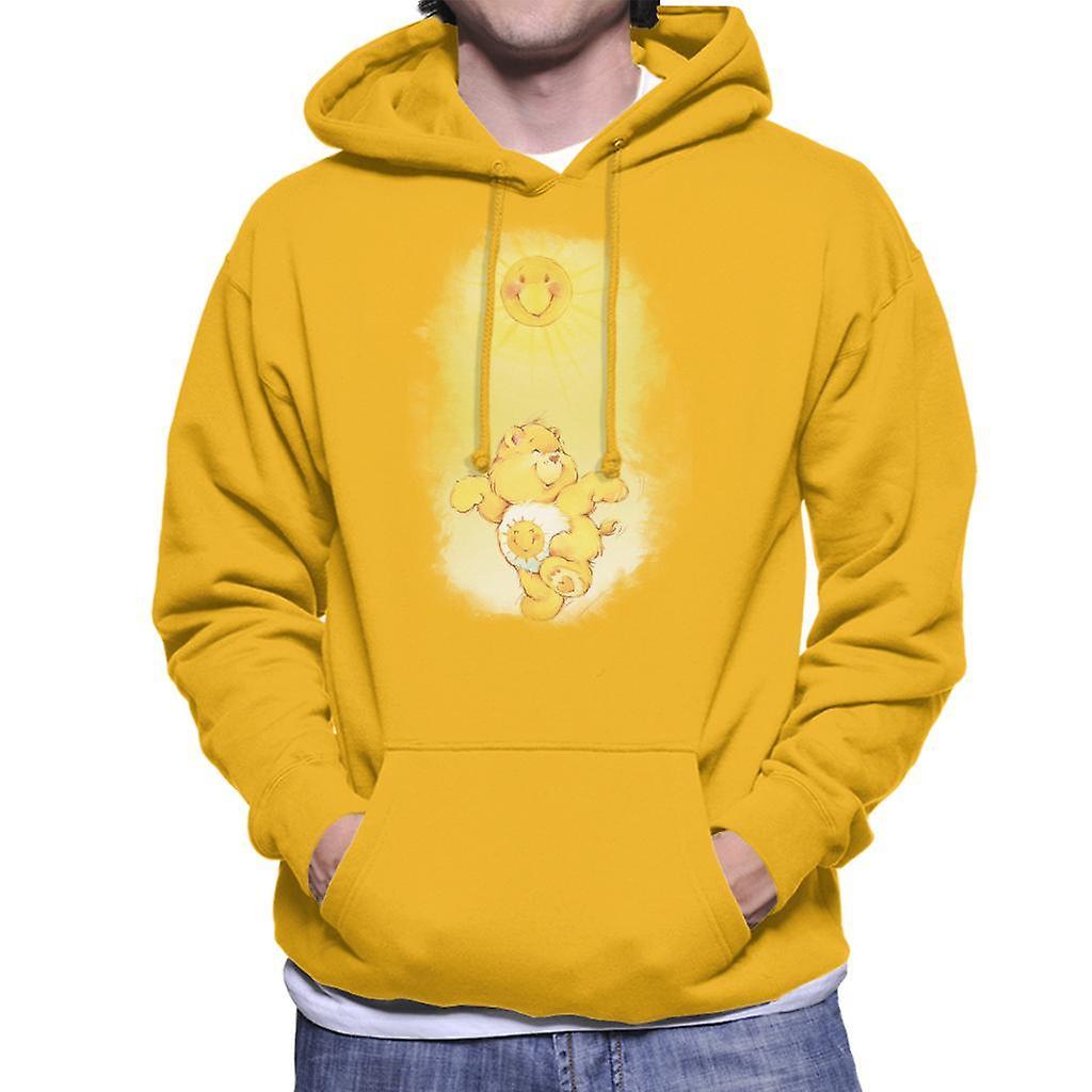 Care Bears Funshine Bear Dancing In The Sun Men's Hooded Sweatshirt Gold Small