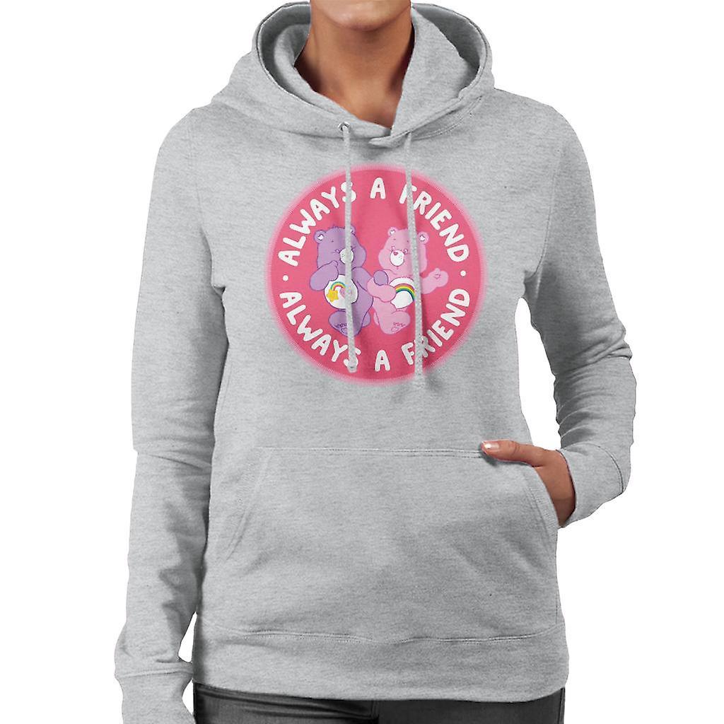 Care Bears Cheer Bear And Best Friend Bear Always A Friend Women's Hooded Sweatshirt Heather Grey X-Large