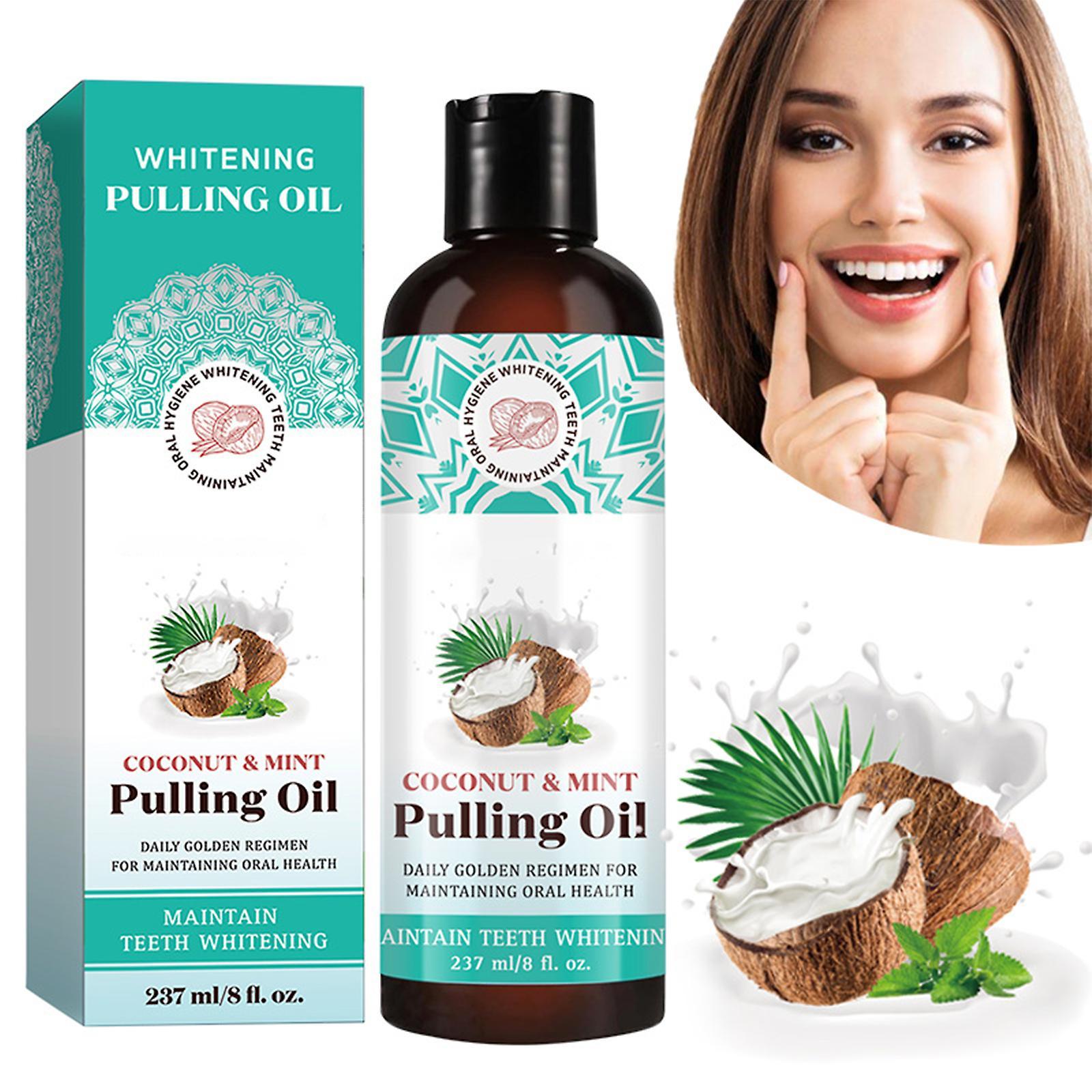 Fongwan Whitening Coconut Oil Pulling with Tongue Scraper, Mint Oil Pulling Mouthwash Oral Care Coconut Pulling Oil for Fresh Breath& Gum Health 1 ...