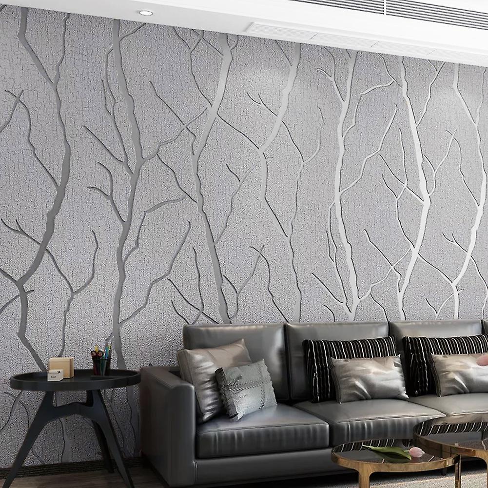 Living And Home Livingandhome Modern Grey 3D Embossed Velvet Thick Wallpaper 9.5m