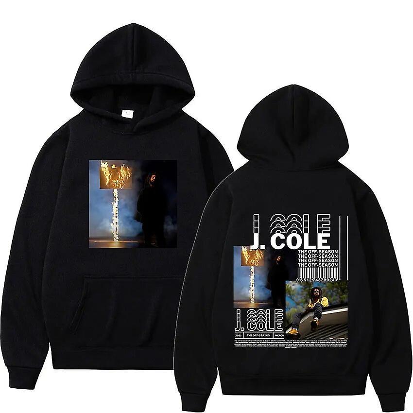 Cciyu Rapper J Cole Music Album Hoodie Men Women Hip Hop Fashion Long Sleeve Sweatshirt Fleece Pullover Oversized Hoody Y2k Streetwear Black S