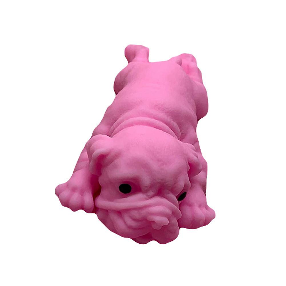 Yamaler Realistic Silicone Bulldog Soft Animal Stress Relieve Squeezing Kids Adult Toy Pink