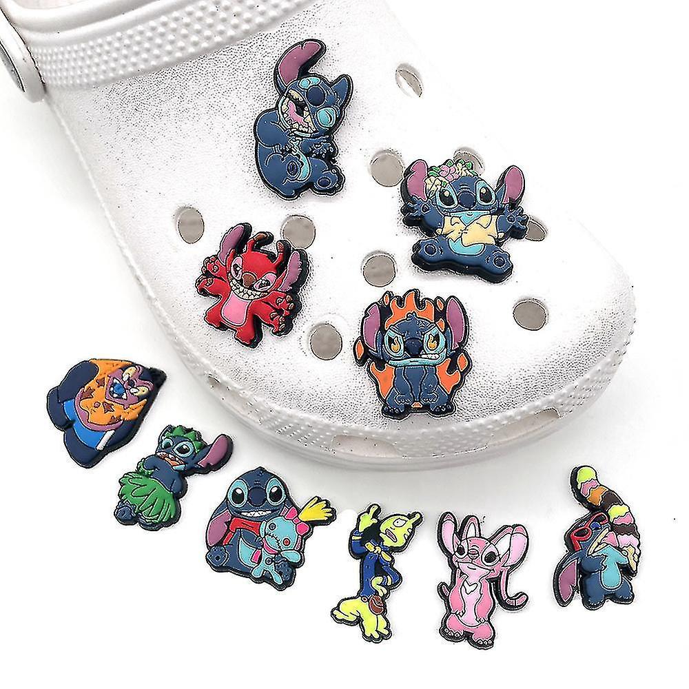 Zhenv 22pcs Cute Stitch Angel Cartoon Theme Crocs Shoes Charms Shoe Decorations Charms Shoes Accessories Kits pink