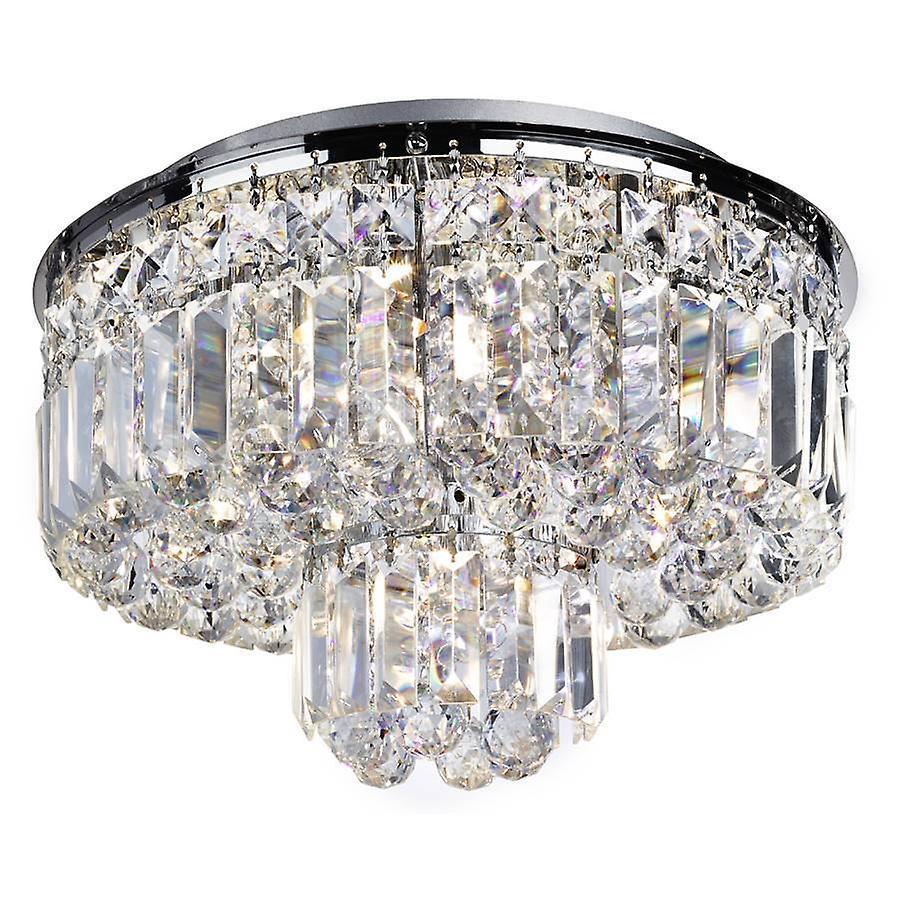 Searchlight Lighting Hayley 5 Light Flush Ceiling Light Chrome, Crystal, G9