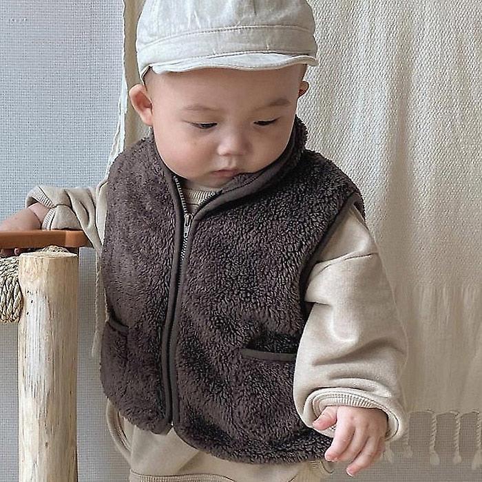 Slowmoose Autumn/winter Thick Fleece, Sleeveless Vest Jacket dark gray 12M