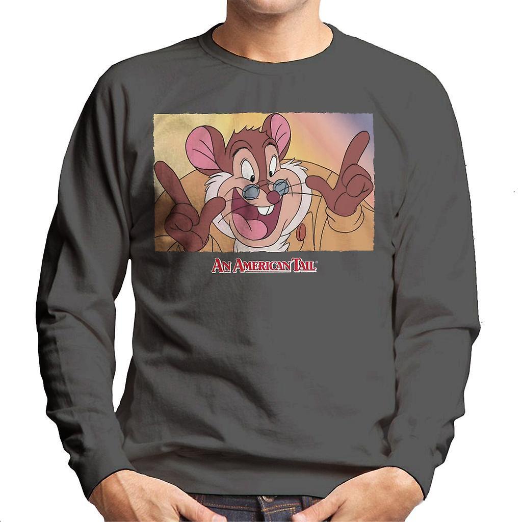 An American Tail Papa Mousekewitz Face Men's Sweatshirt Charcoal X-Large