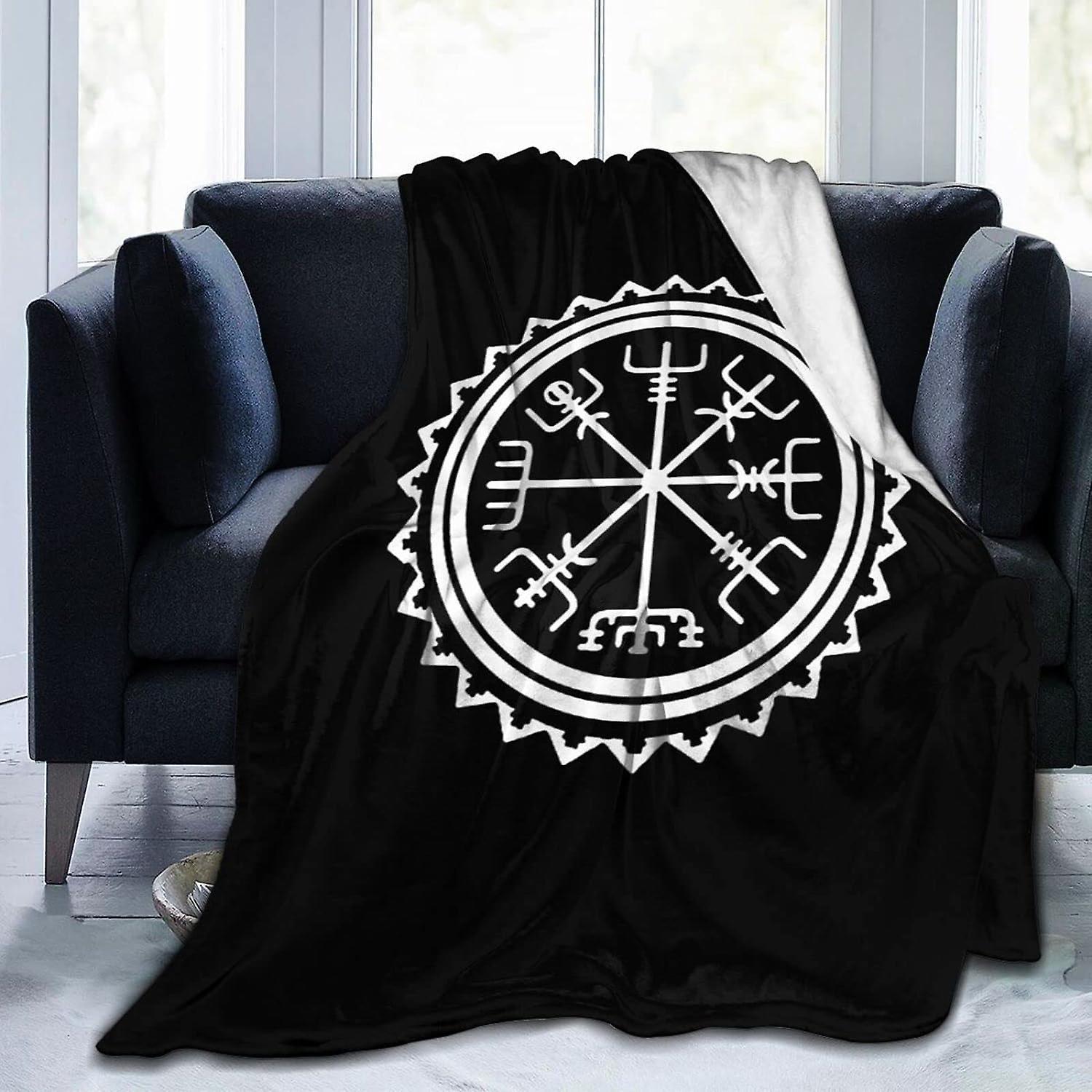 Kerota Soft Blanket Viking Vegvisir Compass Flannel Blanket Super Soft Warm Lightweight Bed Throw Blanket for Home Sofa Couch 50x40in 125x100cm