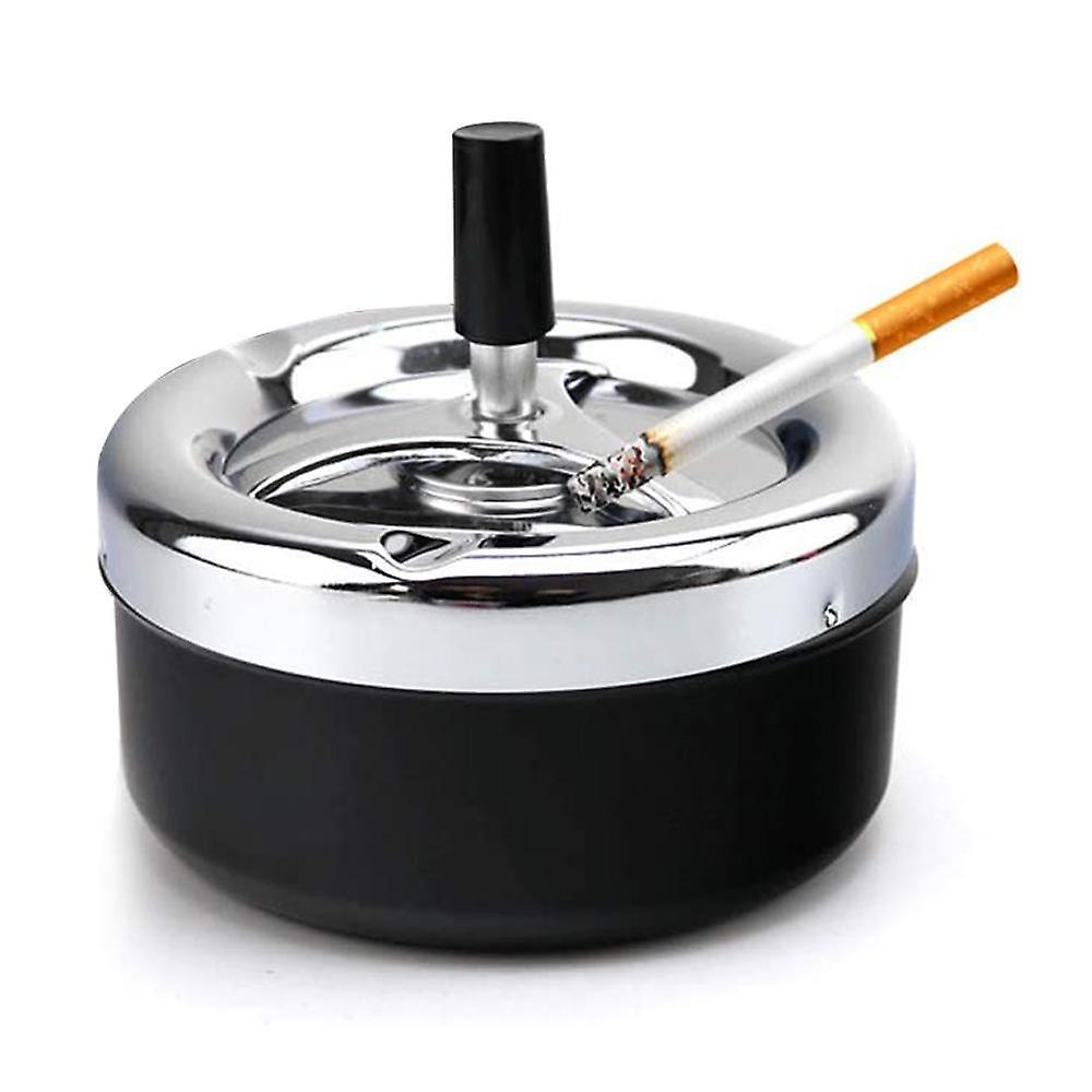 unbrand Portable Metal Spinning Ashtray With Press Rotating Lid