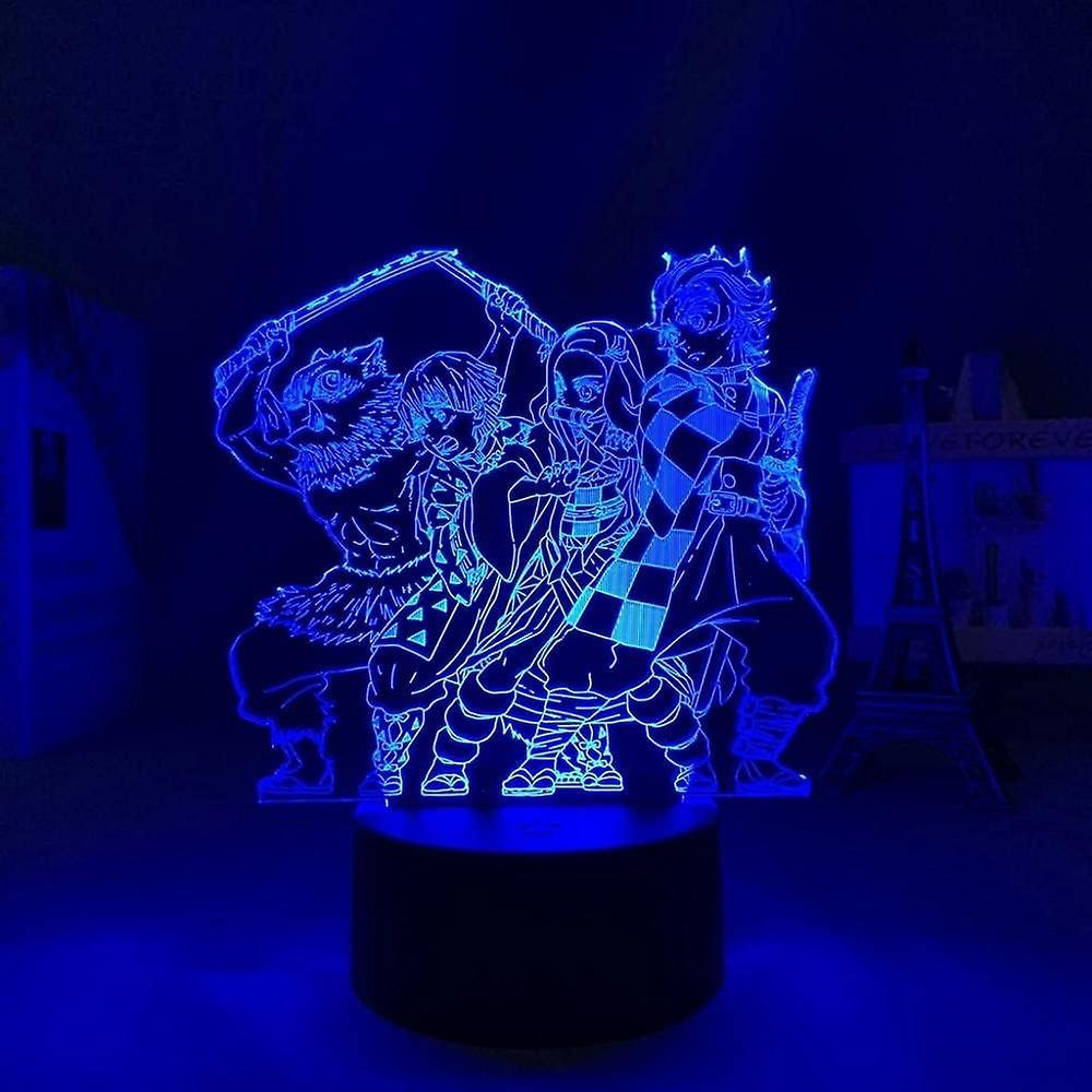 JUSCH Anime Demon Slayer Lamp Cool 3d Illusion Night Lamp Home Room Decor Acrylic Led Light Xmas Gift Lamps(16 Colors With Remote), Multicolor Xq-3d5-