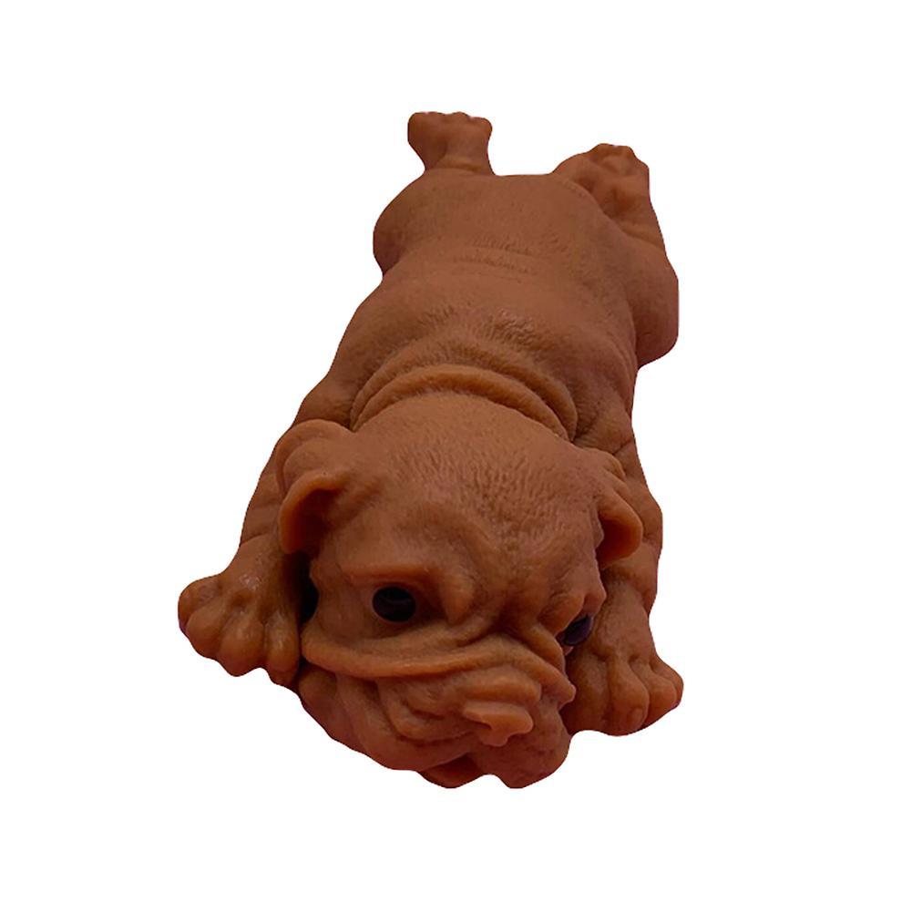 Yamaler Realistic Silicone Bulldog Soft Animal Stress Relieve Squeezing Kids Adult Toy Brown