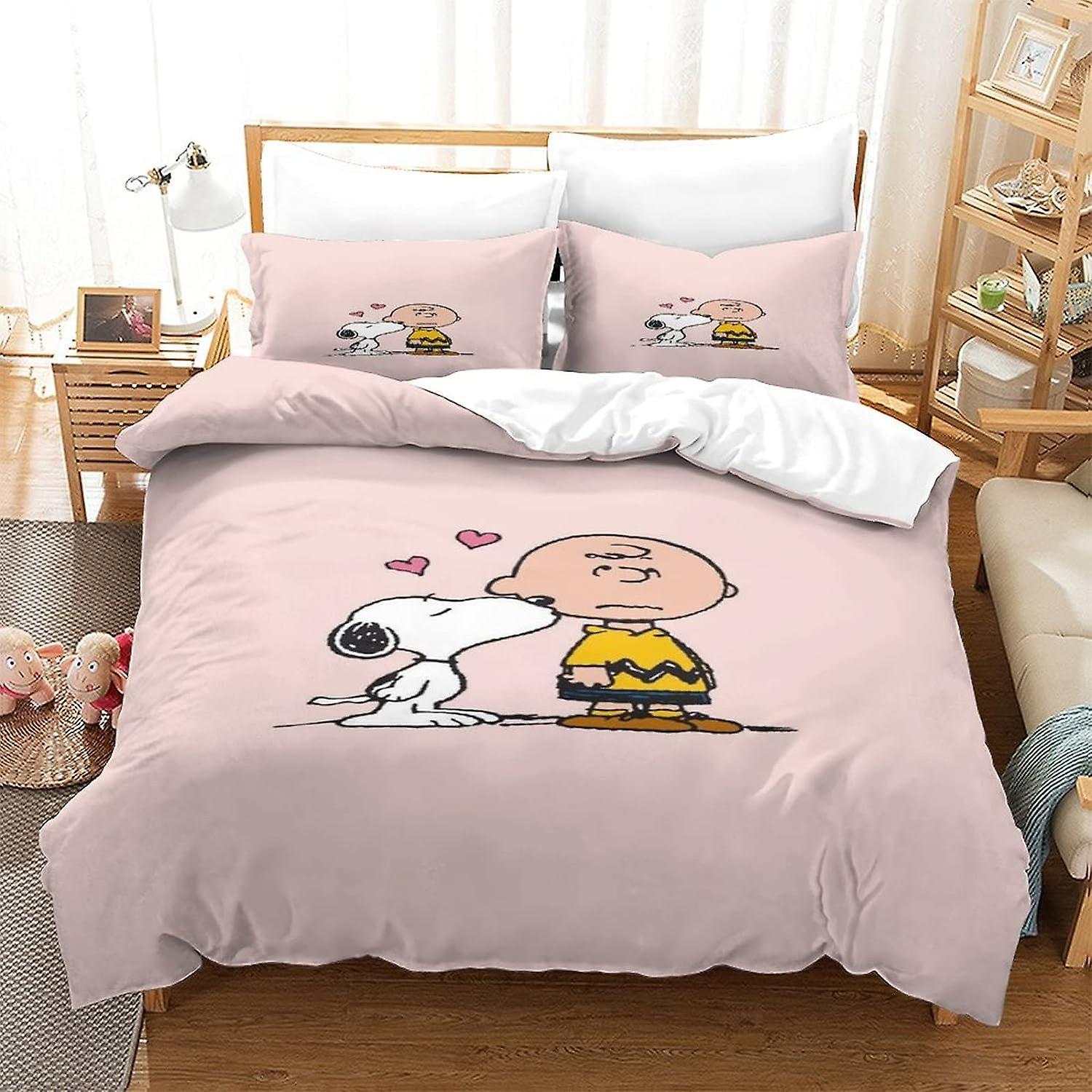 Kerota Snoopy Bedding Set, Duvet Cover and Pillowcases, Soft Microfiber with Zipper Closure for Kids and Adults  135*200 CM Single135x200cm