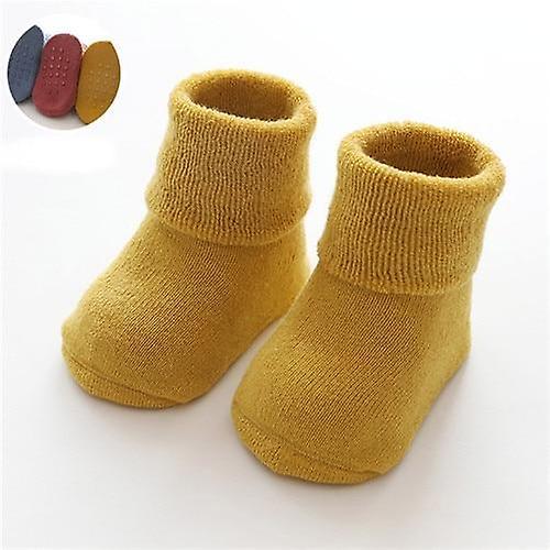 Slowmoose Anti Slip, Winter Warm Thick Socks For Newborn Yellow 12M