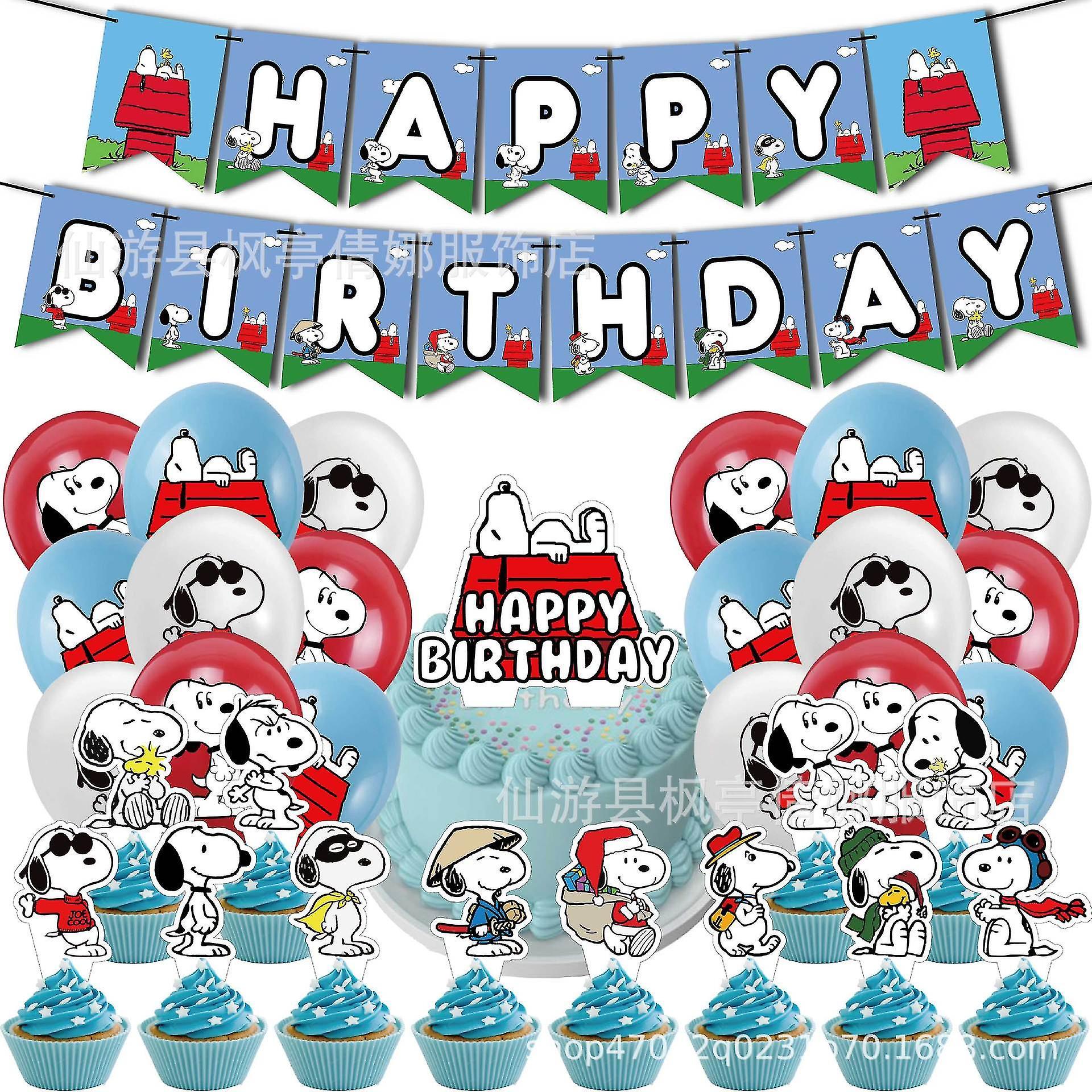 Snoopy Party Decoration Set Snoopy Birthday Party Decoration Set - Classic Cartoon Character Theme with Cake Size Card and Halloween Balloons