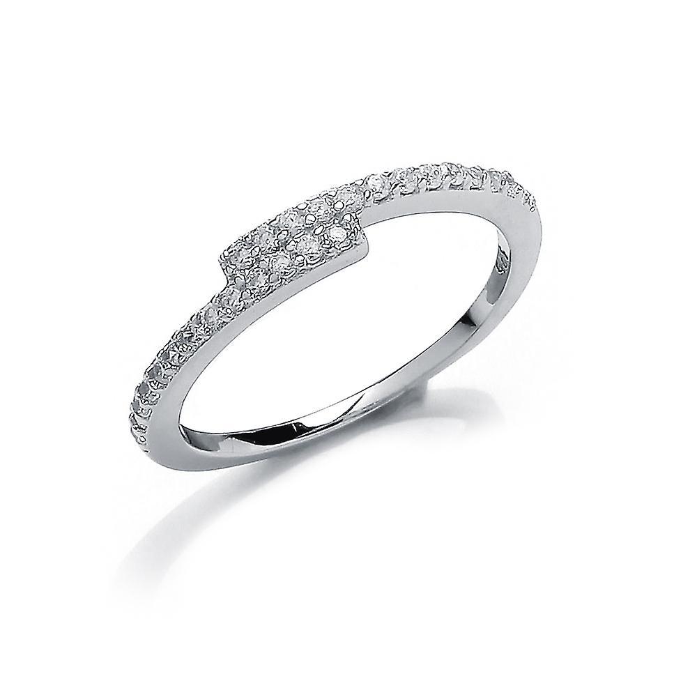 Jewelco London Girls Sterling Silver Cubic Zirconia Off Set Crossover Eternity Ring White G