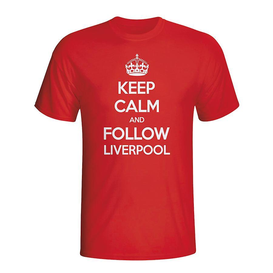 Gildan Keep Calm And Follow Liverpool T-shirt (red) - Kids LB (9-11 Years)