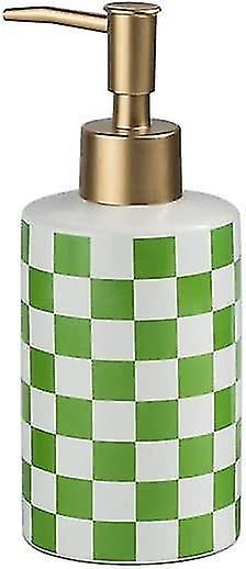 Tianzun Checkered Ceramic Soap Dispenser With Rust Proof Gold Matte Pump Decorative Soap Dispenser green