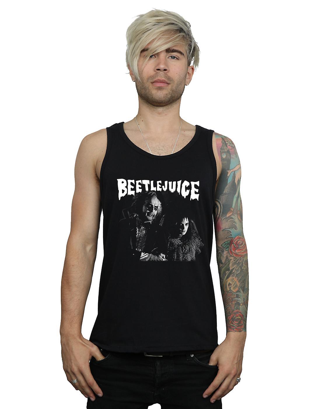 Absolute Cult Beetlejuice Men's Monochrome Pair Vest Black Large