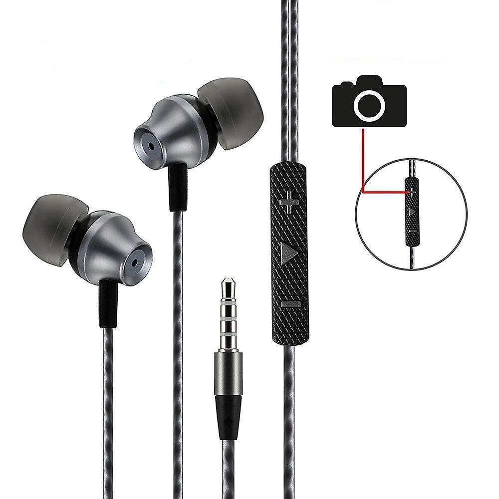 Slowmoose Wired Earphones Sport Headset 1.2m  In Ear Deep Bass Stereo Earbuds W/mic Gray