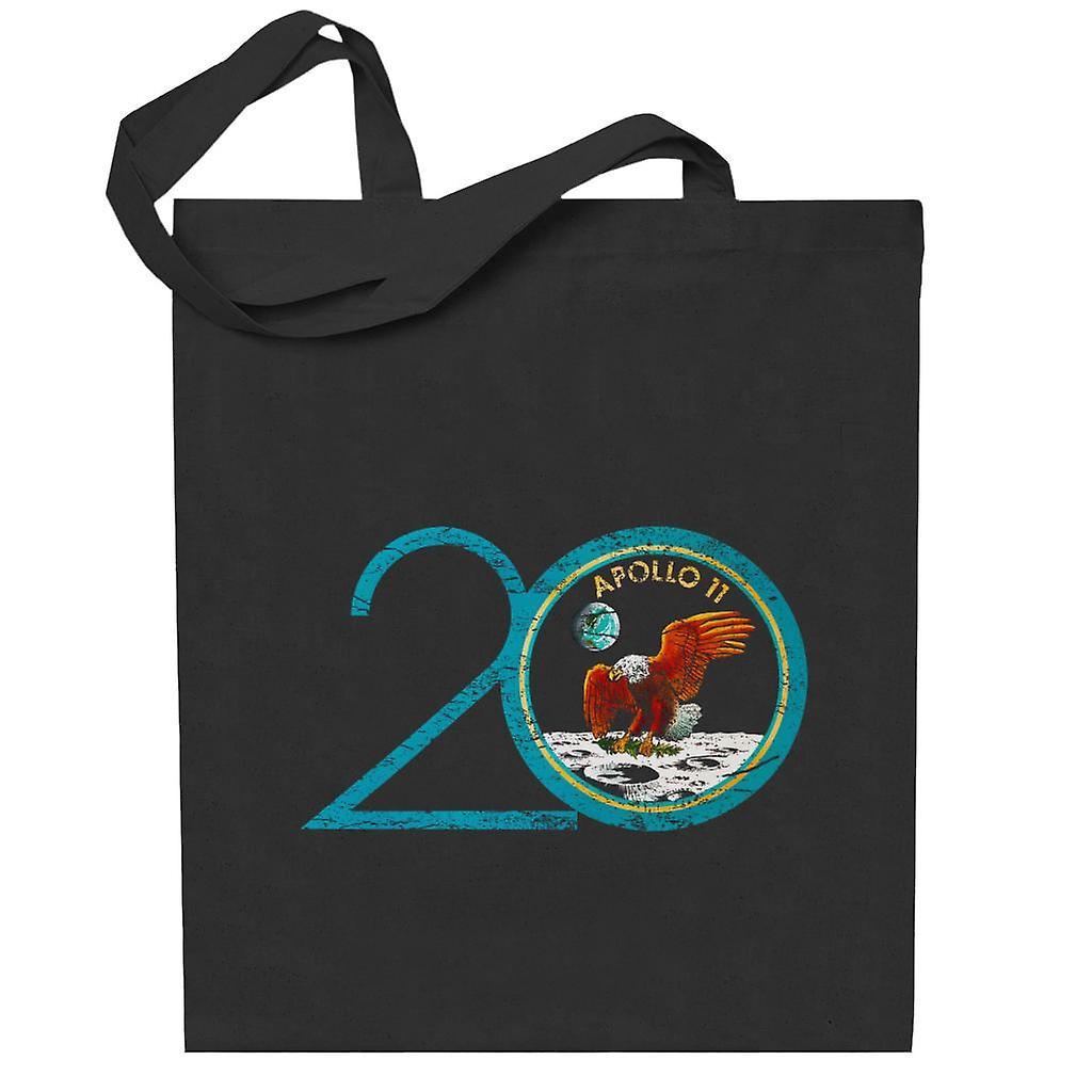 NASA Apollo 11 20th Anniversary Badge Distressed Totebag Black 38 x 42 cm