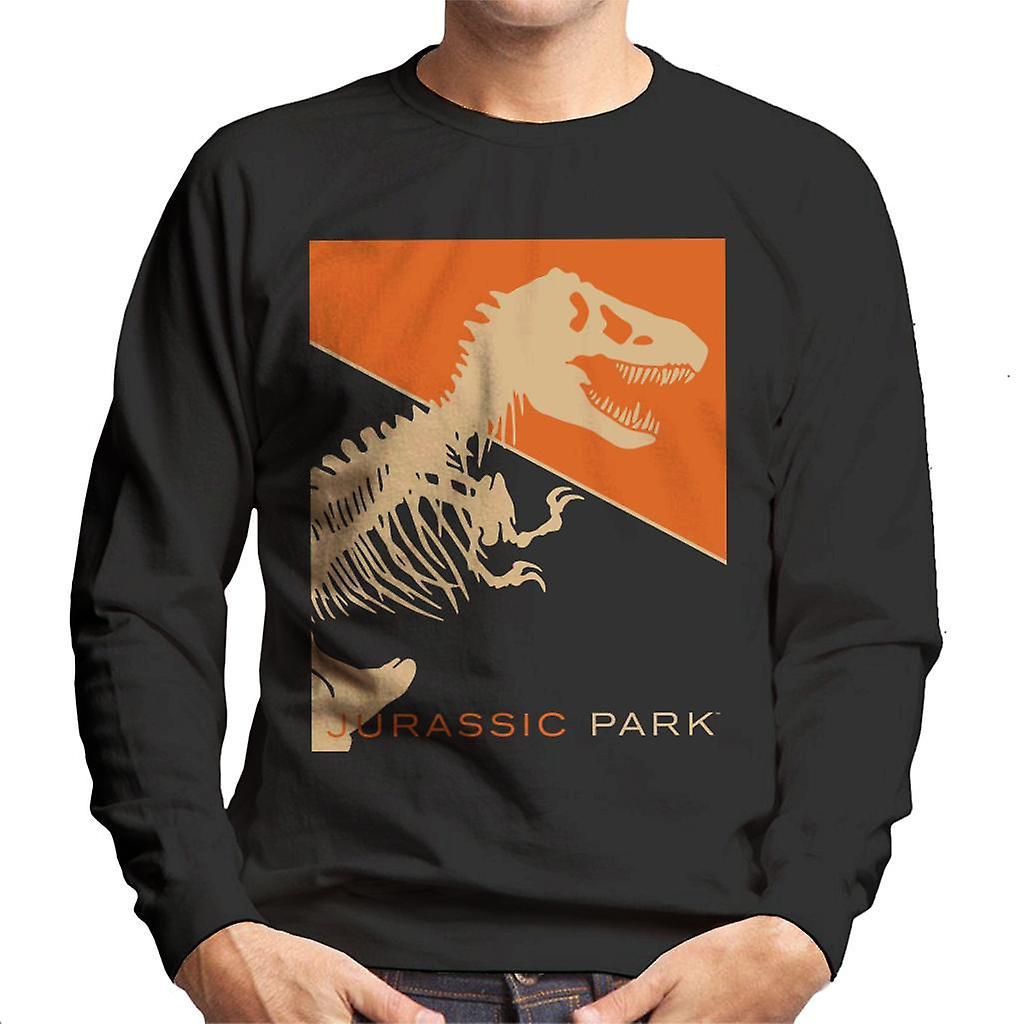 Jurassic Park T Rex Skeleton Orange Background Men's Sweatshirt Black XX-Large