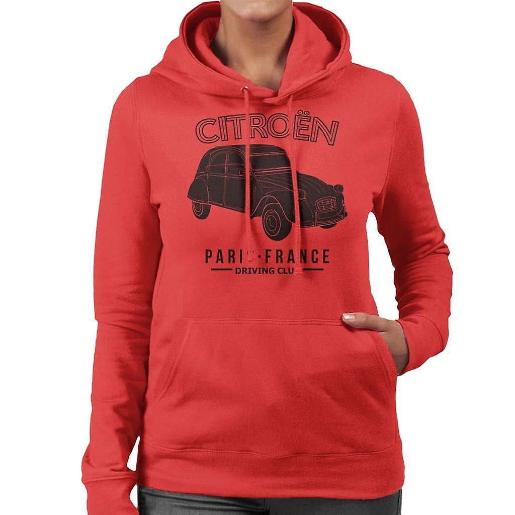 Citro�n Citroen Driving Club Black 2CV Paris France Women's Hooded Sweatshirt Red Medium