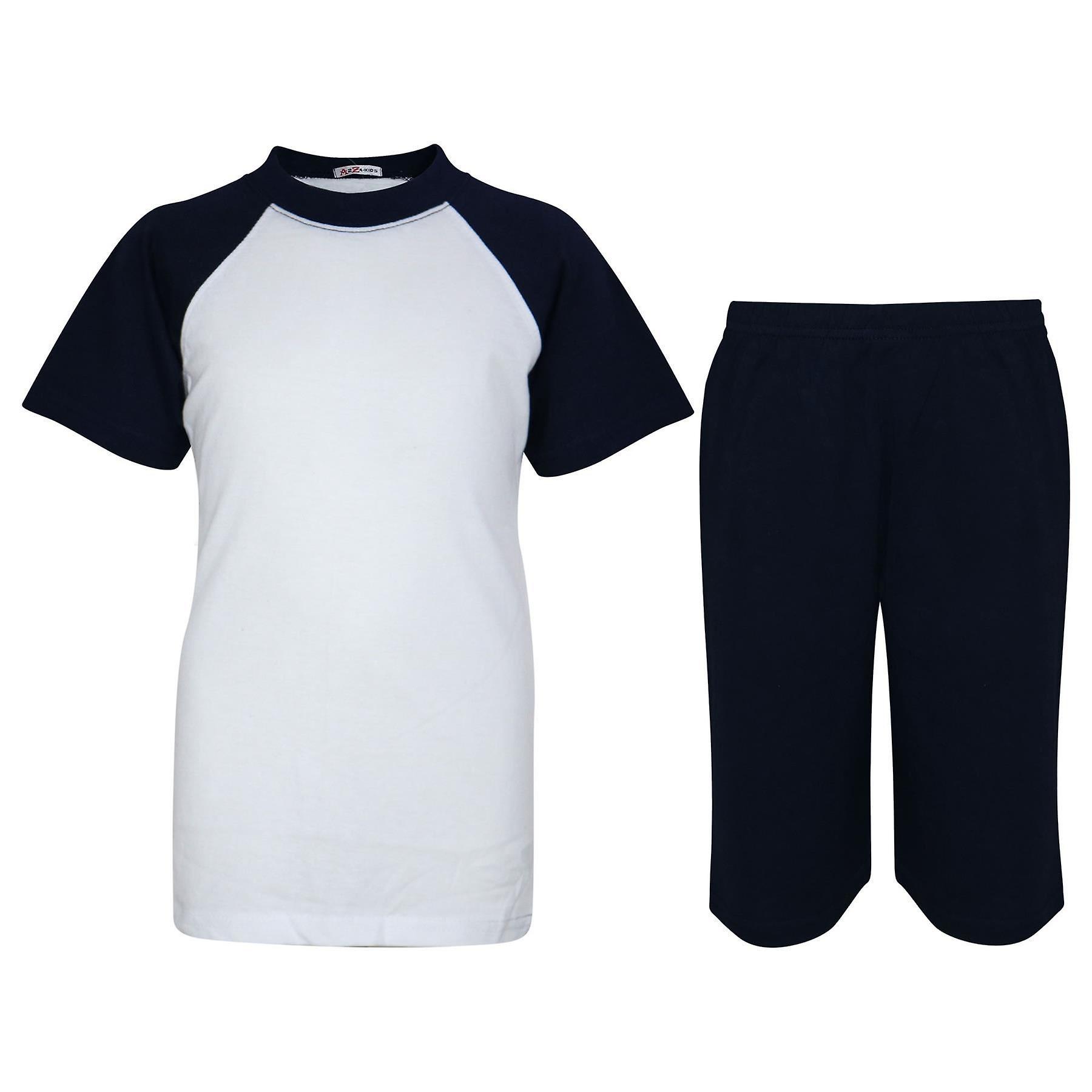 A2Z 4 Kids Kids Unisex Navy Blue Raglan Style Pyjamas Contrast Set 11-12 Years