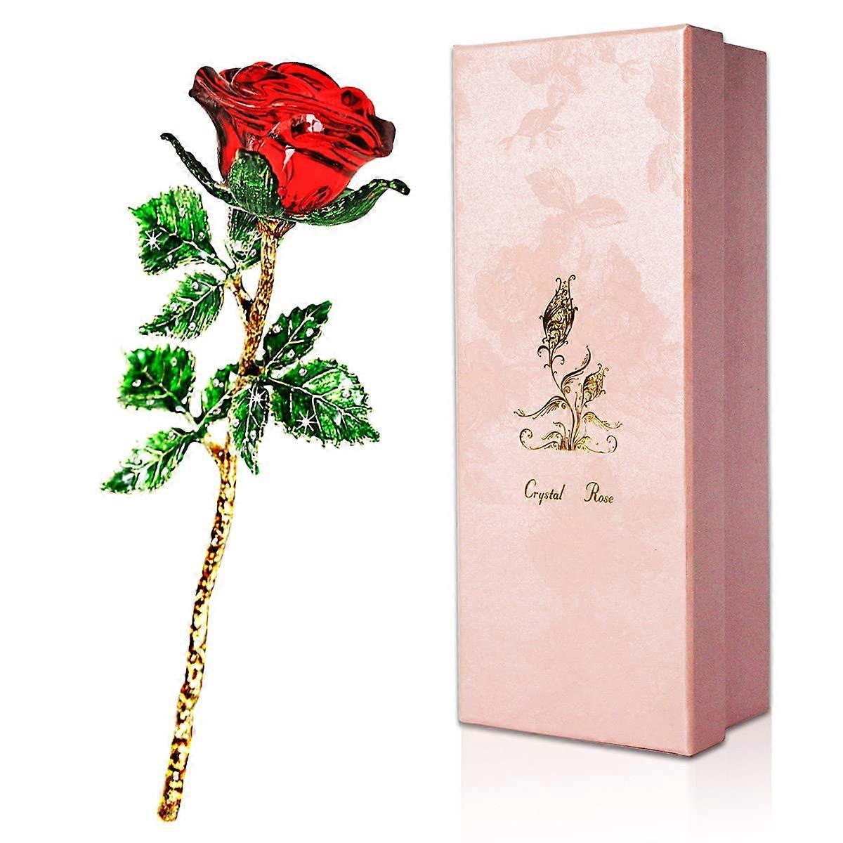 Tsim Crystal red roses with gift box, eternal roses, red glass rose figurine for women for birthdays, Mother's Day, weddings, anniversaries, Christ...