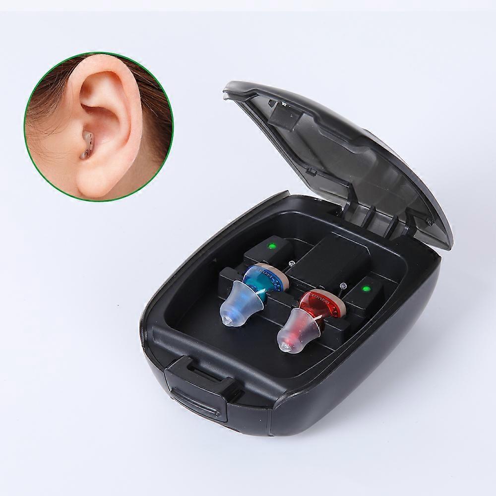 Arysiedder Rechargeable Hearing Aid Mini Invisible Digital cic Adjustable Tone Sound Amplifier Portable Deaf Elderly digital Hearing Aids Left ight...