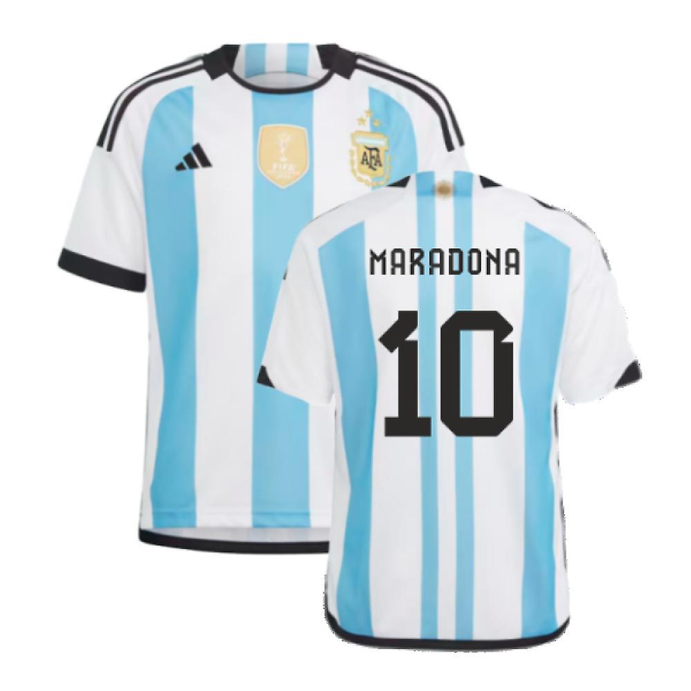 Adidas Argentina 2022 World Cup Winners Home Shirt - Kids (MARADONA 10) Blue LB