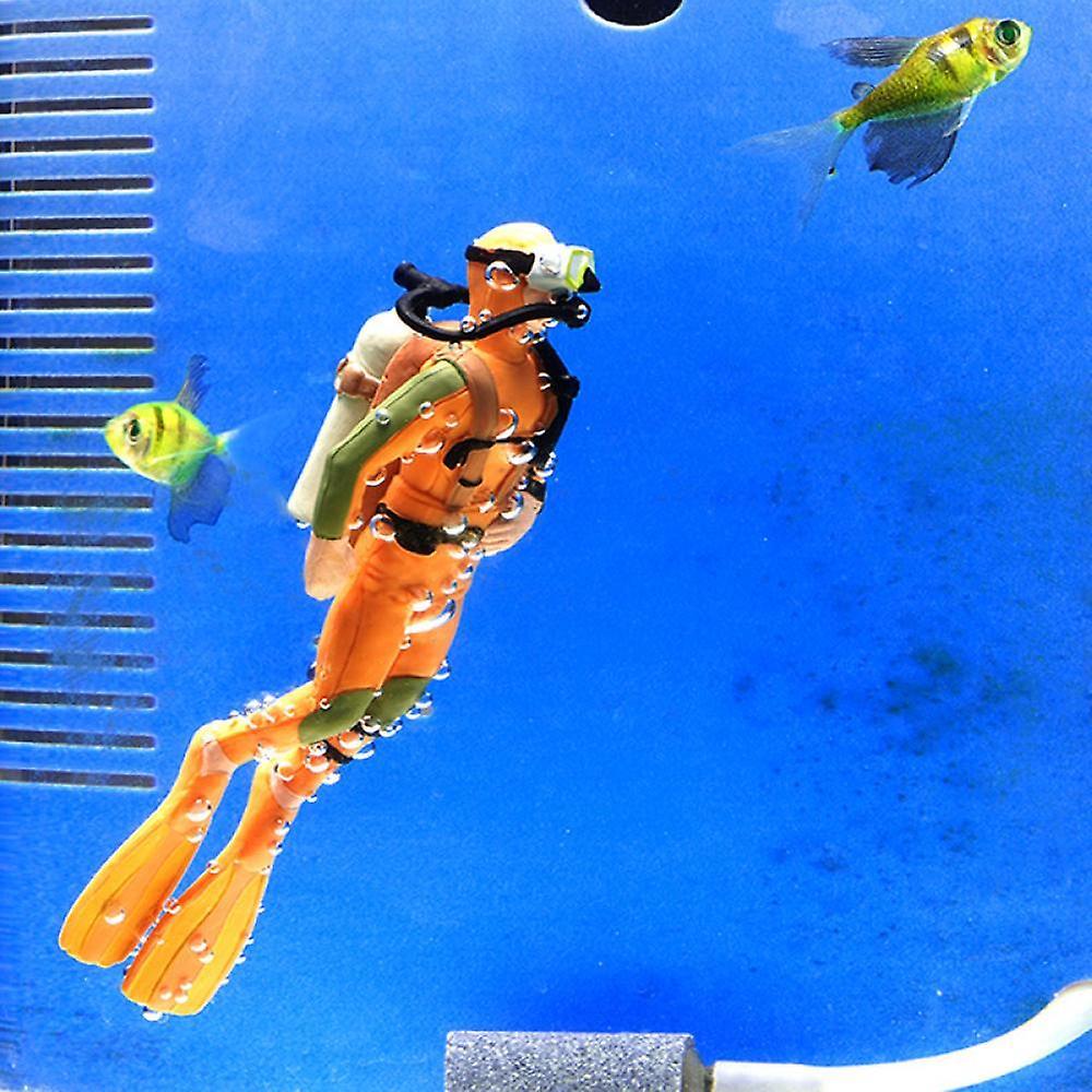 Dstlv Small fish tank interior landscaping fish tank plant decorations small diver fish tank ornaments (Yellow Diving Friends Floating)