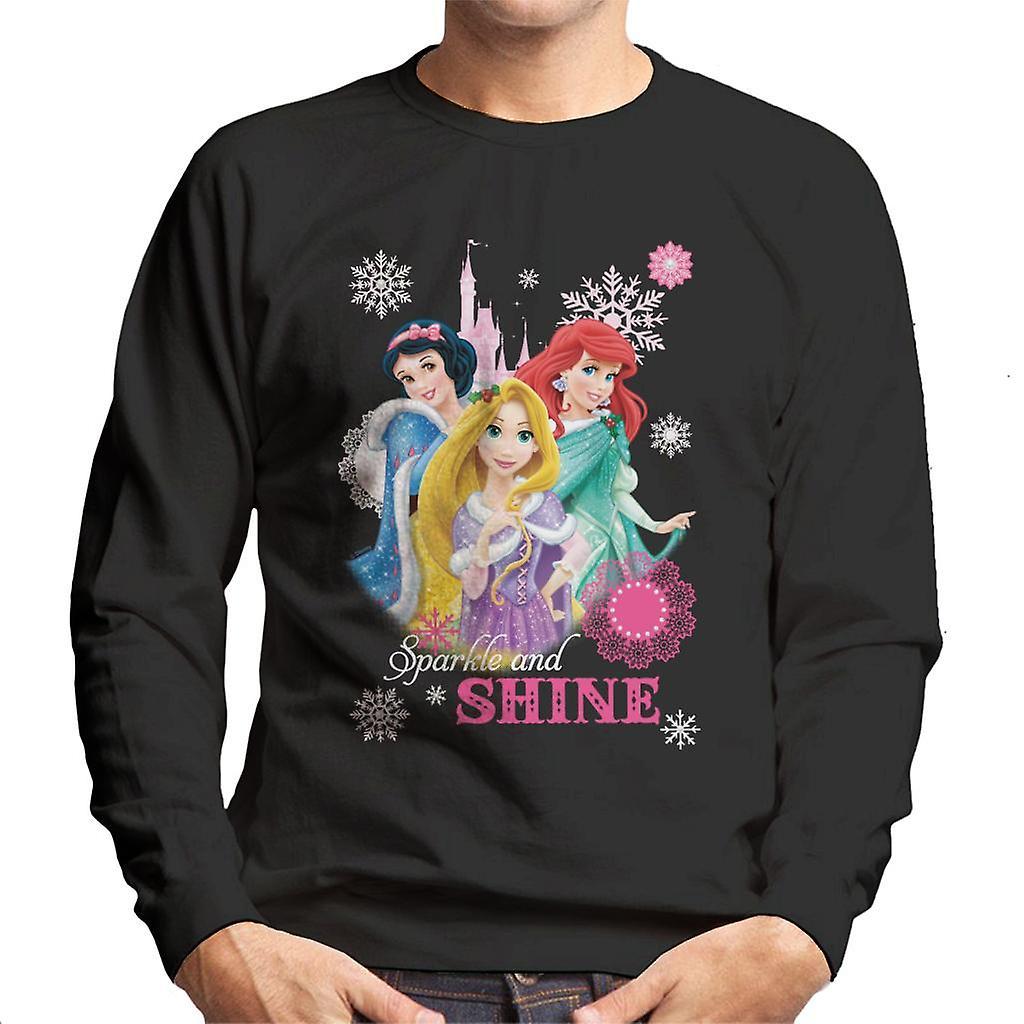 Disney Christmas Princesses Sparkle And Shine Men's Sweatshirt Black Small