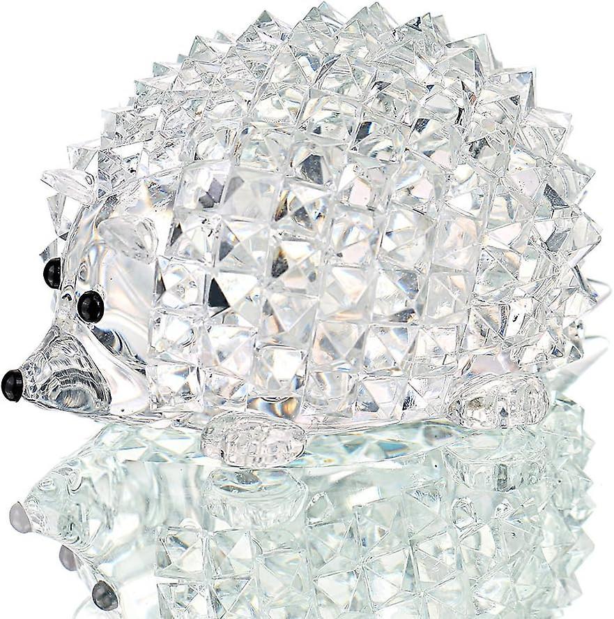 Wenkeay Cut Clear Crystal Hedgehog Animal Figurine Collection Glass Animal Ornament