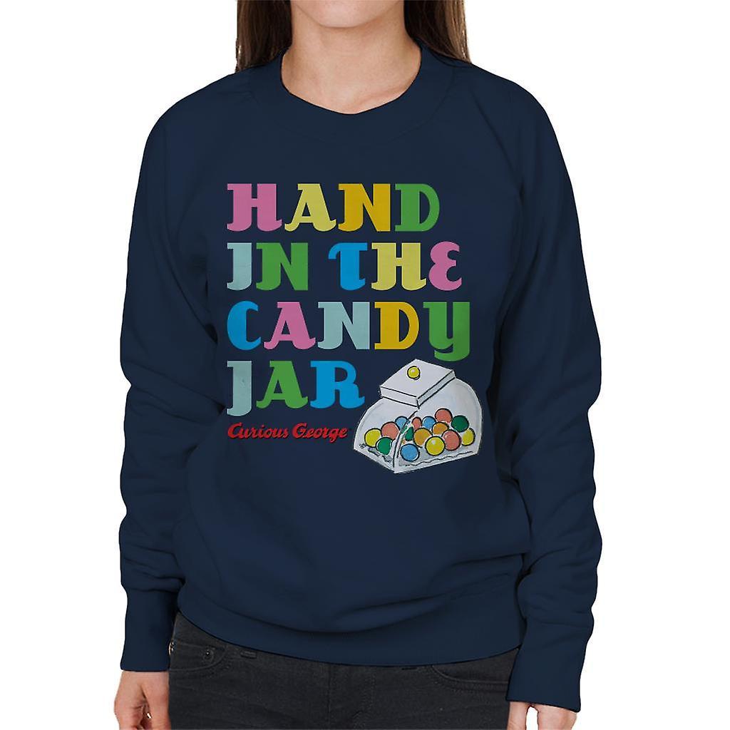 Curious George Hand In The Candy Jar Women's Sweatshirt Navy Blue Medium