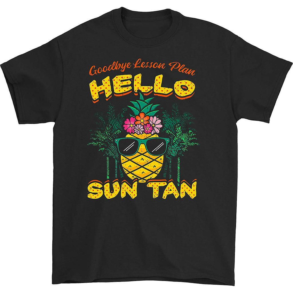 HISHARK Goodbye lesson plan hello sun tan t-shirt Black XXXL