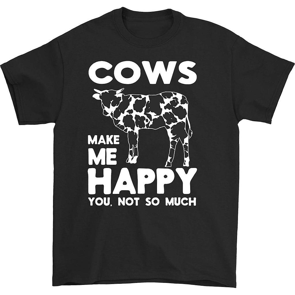 HISHARK Cows make me happy you not so much t-shirt Black M