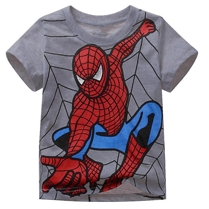 Manchalk Kids Boys Spiderman Short Sleeve T-shirt Spider-man Tee Shirt Tops Gray 3-4 Years