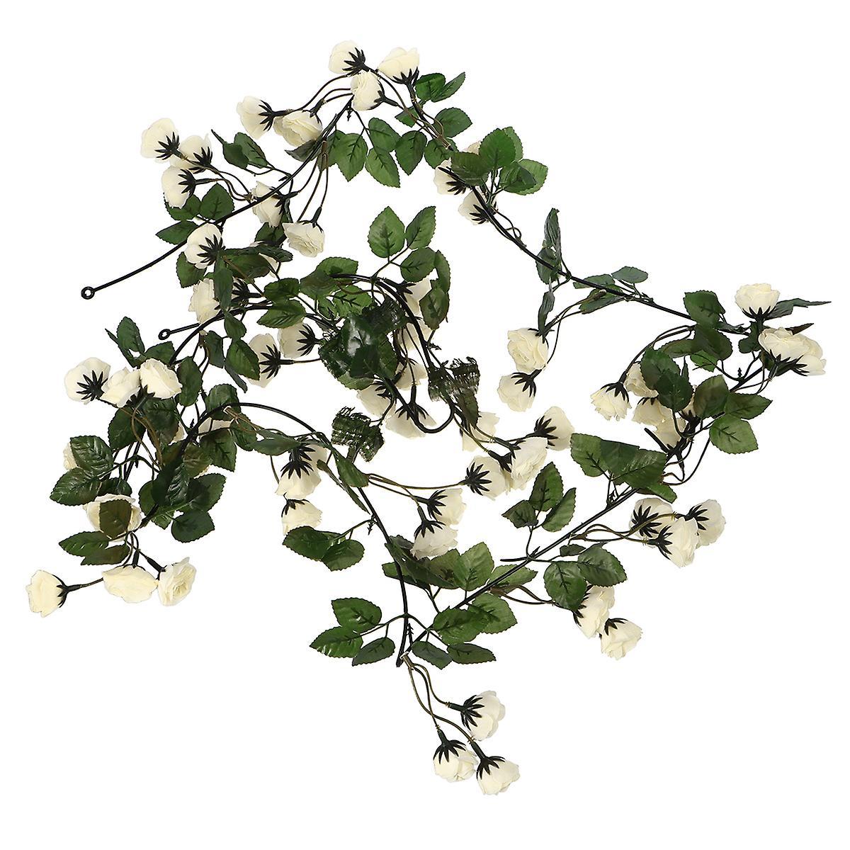 Toyvian 1pc 1.8m Simulated Rose Vine Flower Plant Vine With 69 Forks Artificial Plant Flower For Decoration (white)