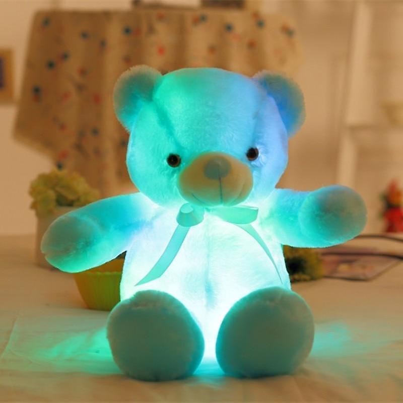 Slowmoose Big Colorful Glowing Teddy Bear Luminous Plush - Light Up Led Teddy Bear blue