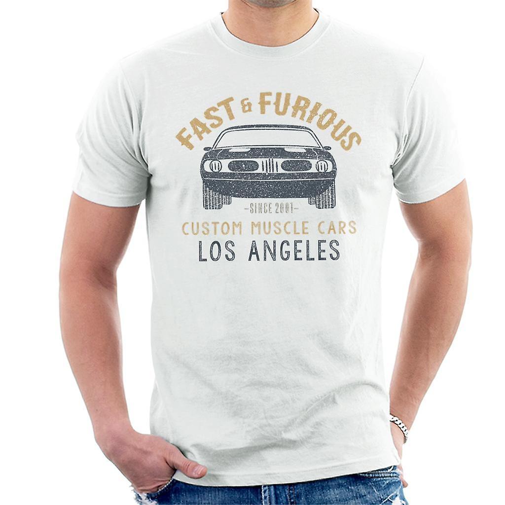 Fast & Furious Fast and Furious Custom Muscle Cars Los Angeles Men's T-Shirt White Medium