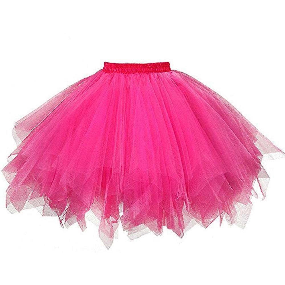 Flye Skirt Clearance Womens High Quality Pleated Gauze Short Skirt Adult Tutu Dancing Skirt Hot Pink One Size