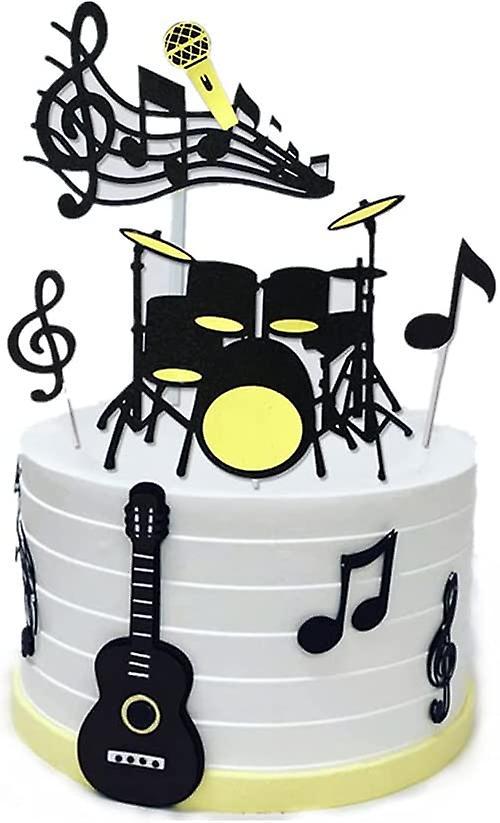 Heytea Music Notes Cake Toppers,Musical Theme Birthday Party Supplies,Music Notes Cupcake Toppers Guitar Cake Toppers for Musician Party Baby Showe...