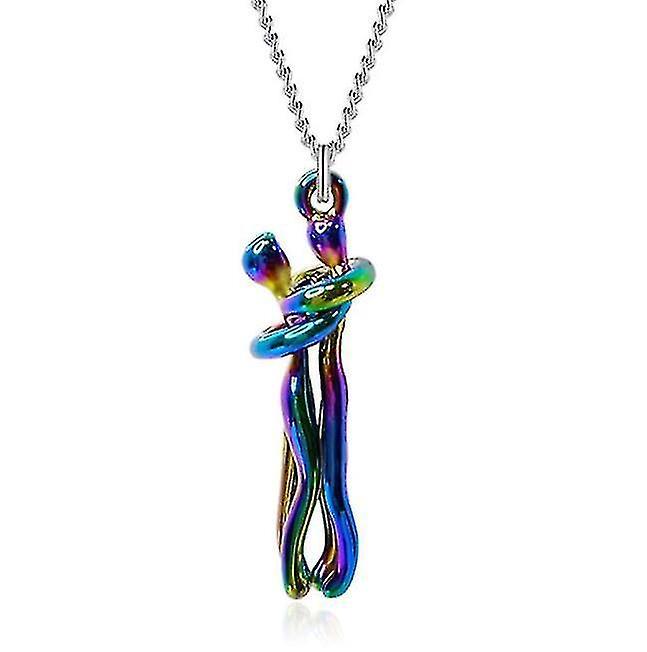 Tikuajgift Hug Necklace For Women Mens,affectionate Hug Couple Necklace Colorful