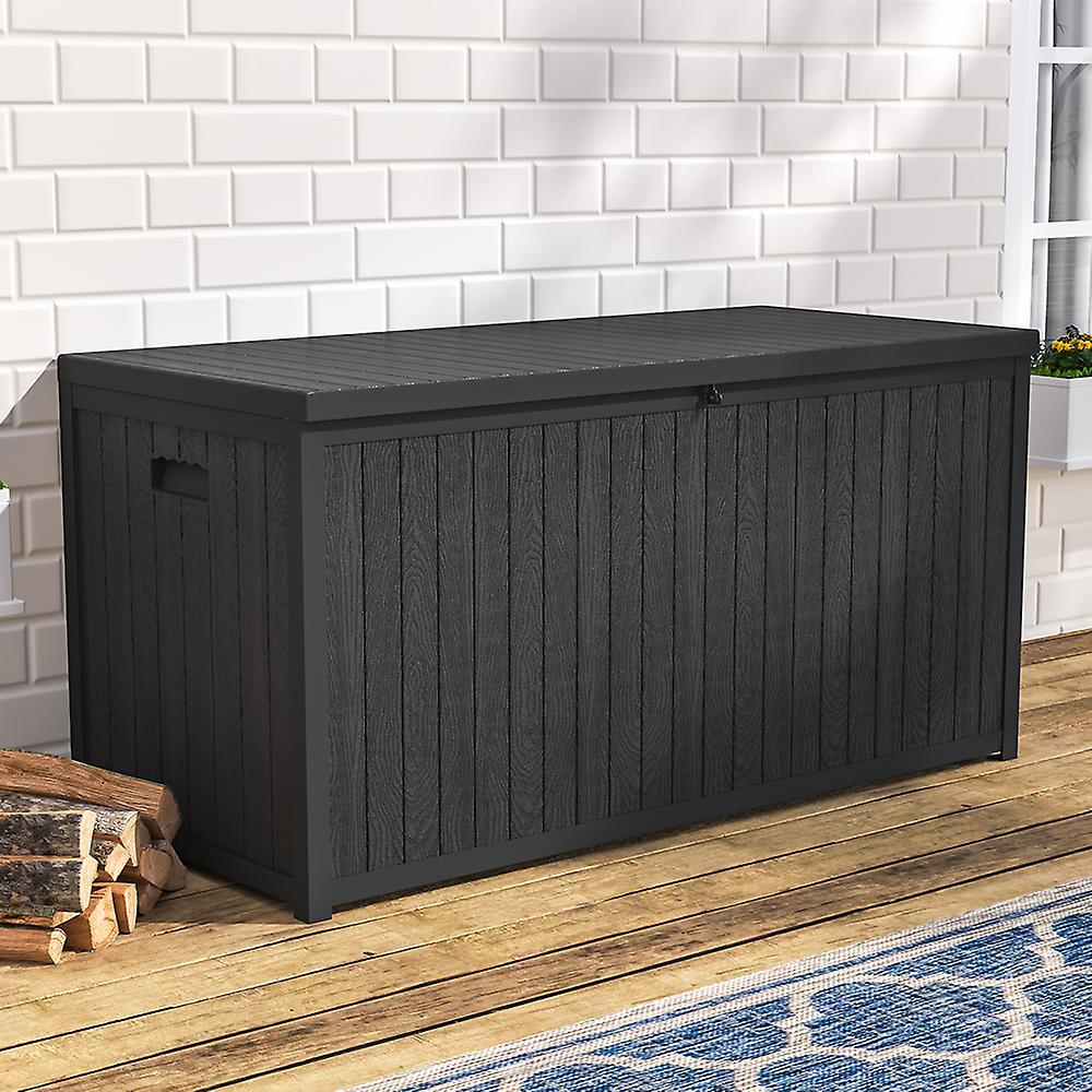 Living And Home 430L Outdoor Garden Storage Box Shed Waterproof Plastic - Black