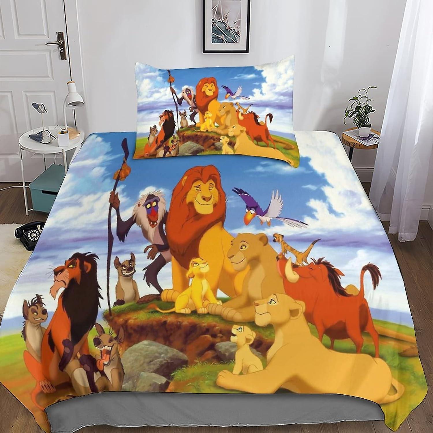 Kerota The Lion King Adult Bedding Set D Duvet Cover with Zipper, Microfiber Single Duvet Cover and Pillowcase Pieces 135*200 CM Single135x200cm