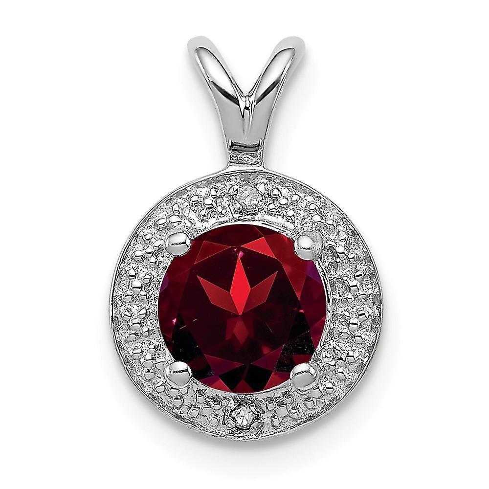 JewelryWeb 925 Sterling Silver Polished Diamond and Garnet Pendant Necklace Measures 14x10mm Wide Jewelry Gifts for Women