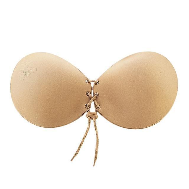 Slowmoose Women Self Adhesive Strapless Backless Invisible Bra - Stick Gel Silicone Push Round Khaki B