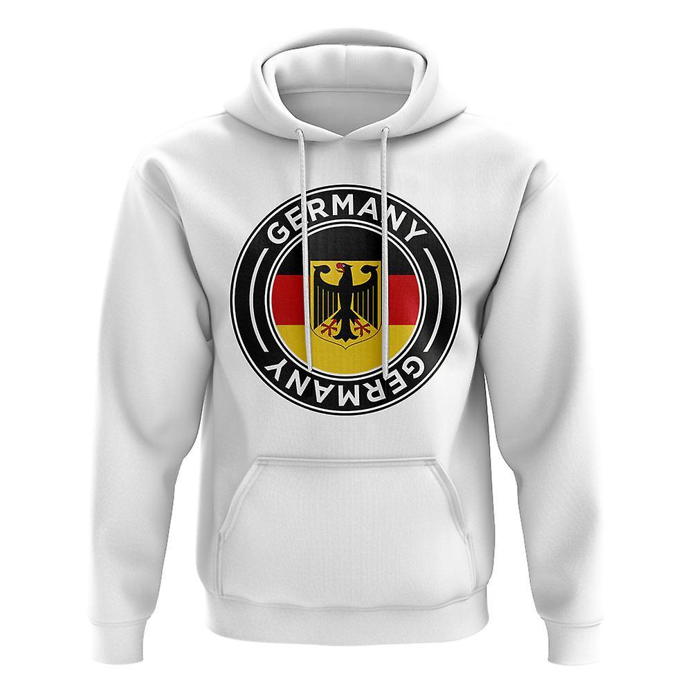 UKSoccerShop Germany Football Badge Hoodie (White) Womens S (Size 10 - 32 inch Chest)